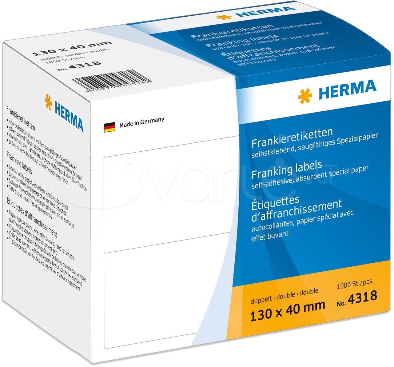 HERMA 4318 lipni etiketė Balta Stačiakampis 1000 vnt