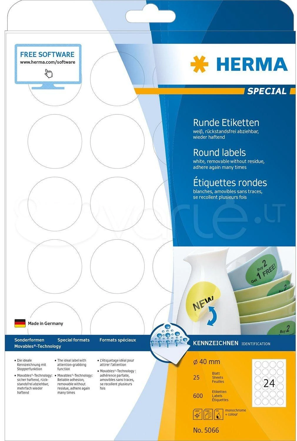 HERMA 5066 etiketė spausdinimui Balta Lipni spausdintuvo etiketė