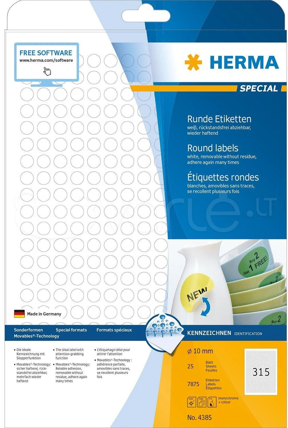 HERMA 4385 etiketė spausdinimui Balta Lipni spausdintuvo etiketė