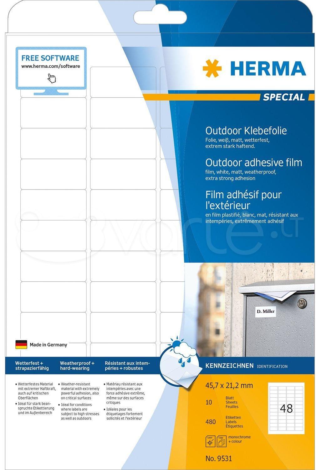 HERMA 9531 etiketė spausdinimui Balta Lipni spausdintuvo etiketė