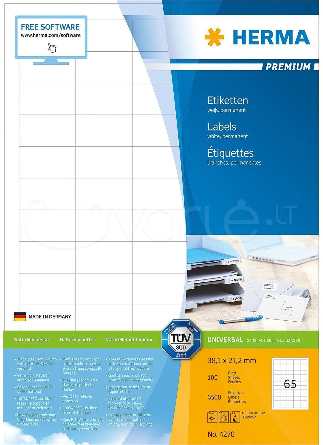 HERMA 4270 etiketė spausdinimui Balta Lipni spausdintuvo etiketė