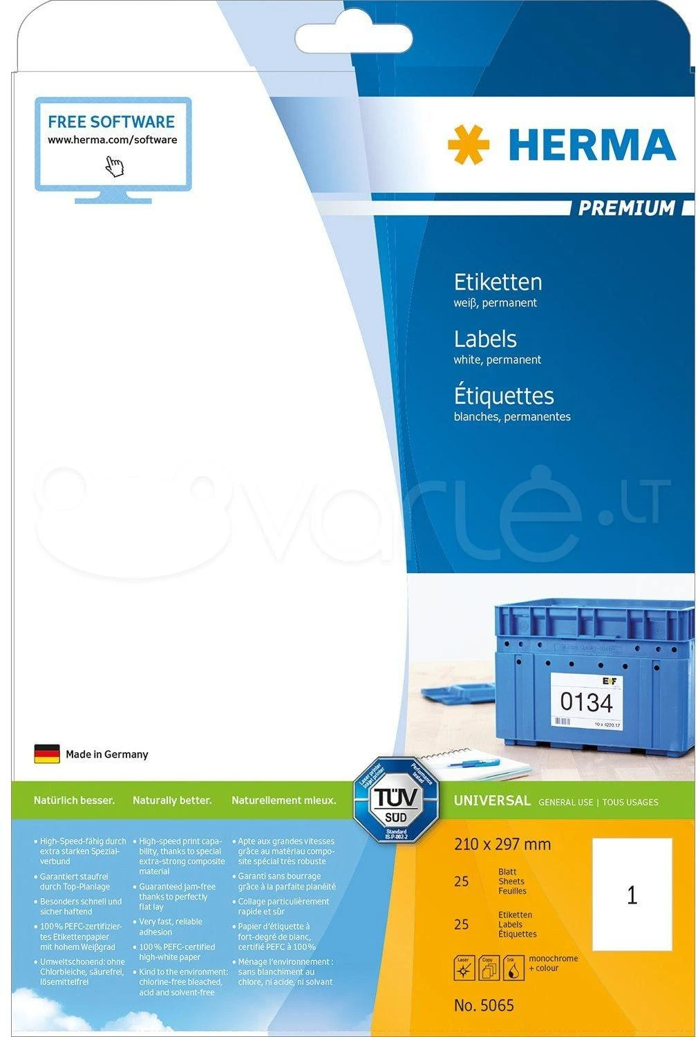 HERMA 5065 etiketė spausdinimui Balta Lipni spausdintuvo etiketė
