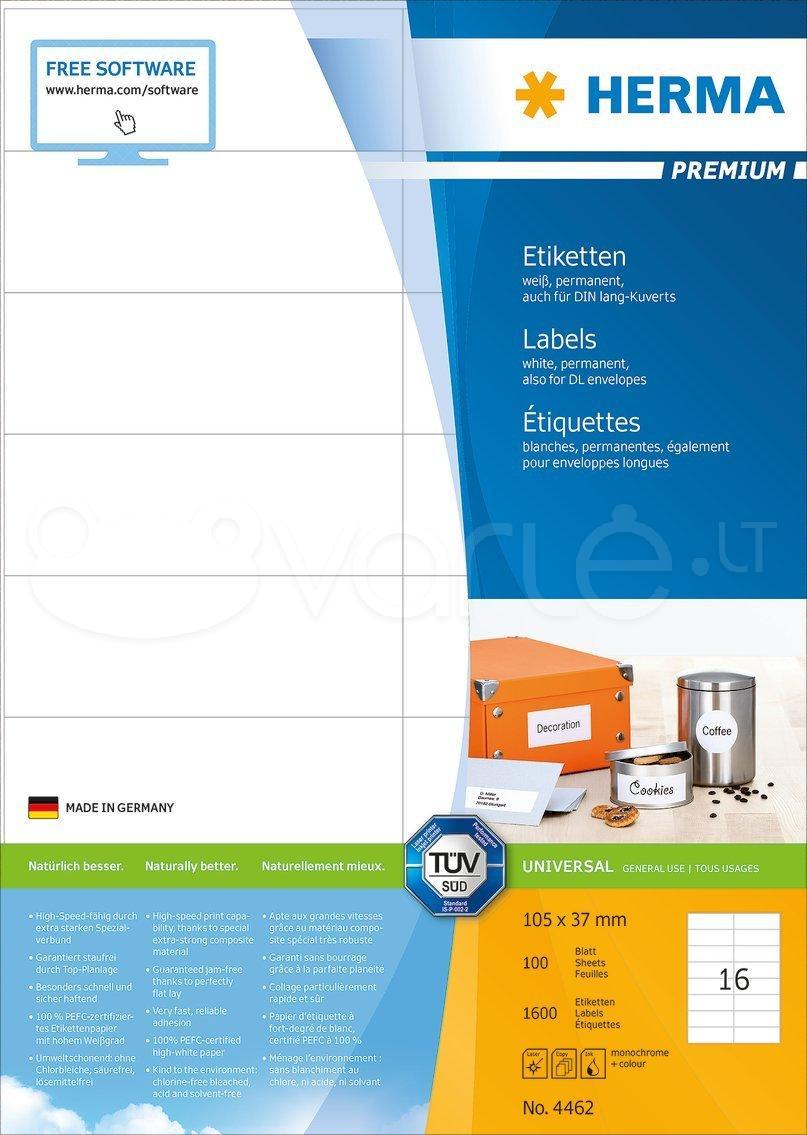 HERMA 4462 etiketė spausdinimui Balta Lipni spausdintuvo etiketė