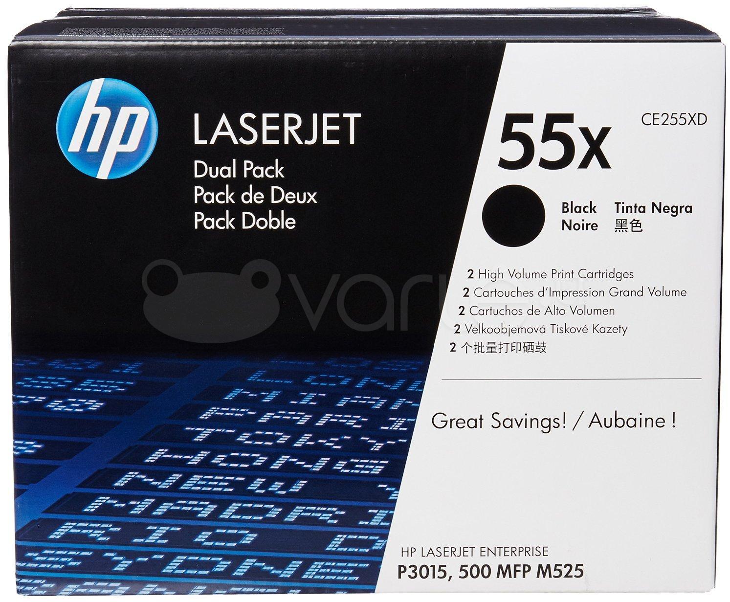 Hewlett Packard (HP) HP Toneris Juodas 55X, skirtas P3015 LaserJet Dvigubas paketas (12 500 puslapių)