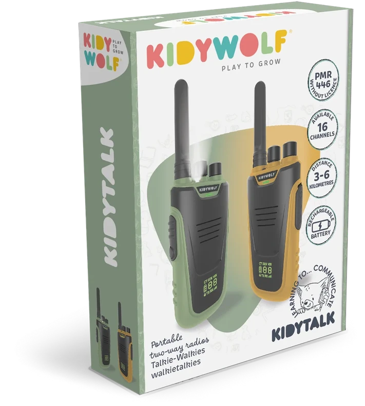 KIDYWOLF Racijų komplektas vaikams ir suaugusiems KIDYTALK, iki 6 km | žalios/oranžinės spalvos