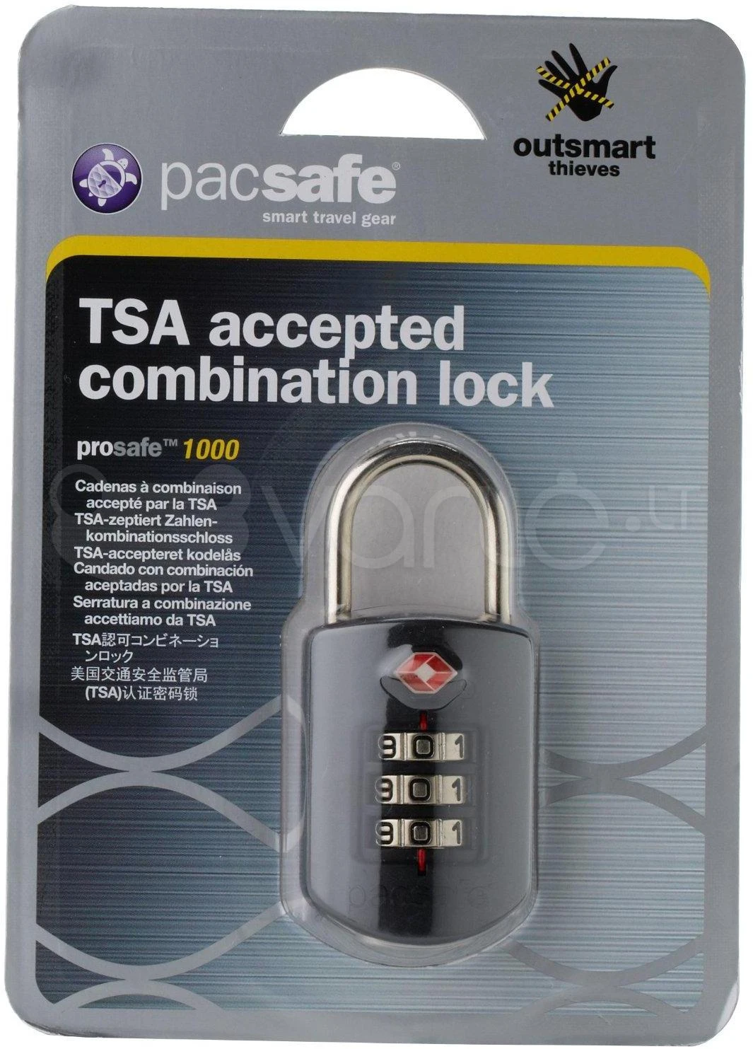 Pacsafe Prosafe 1000 TSA kombinuotas užraktas juodas