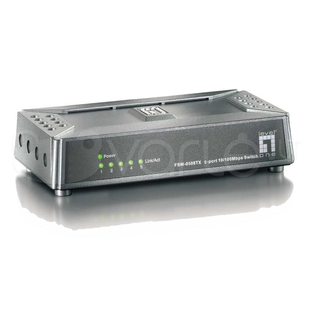 Šakotuvas Level One LevelOne FSW-0508TX tinklo komutatorius Ne-valdomas Fast Ethernet (10/100) Juoda, Pilka