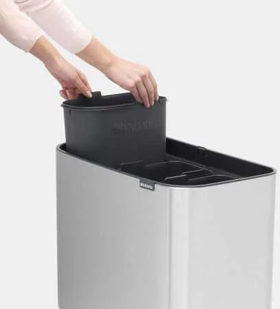 Šiukšlių dėžė Brabantia Bo Touch, 3 x 11 l, Matinė plieno spalvos