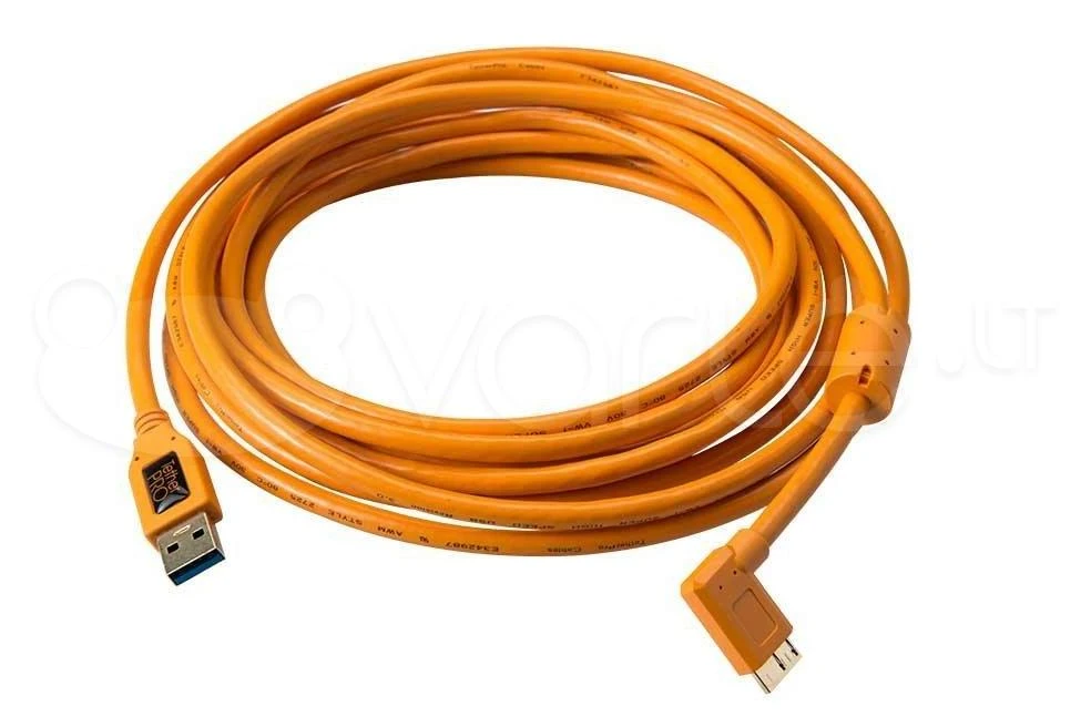 USB kabelis - Tether Tools Pro USB 3.0 Micro-B 4.6m aukštos matomumo oranžinis