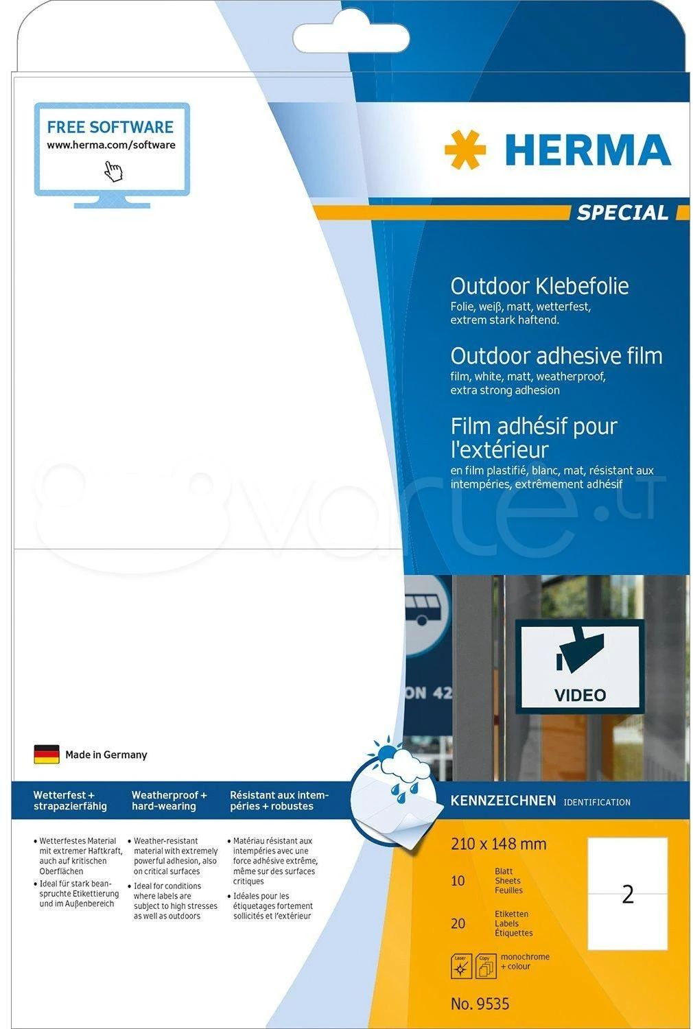 HERMA 9535 etiketė spausdinimui Balta Lipni spausdintuvo etiketė