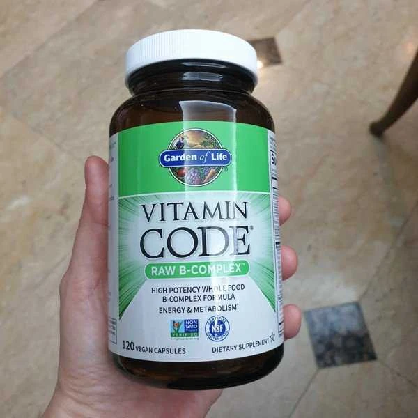Garden of life Vitamin Code RAW B-COMPLEX - B grupės vitaminai visaverčiai su antioksidantais, probiotikais ir fermentais. Bioaktyvus kompleksas, 60 vegkapsulių
