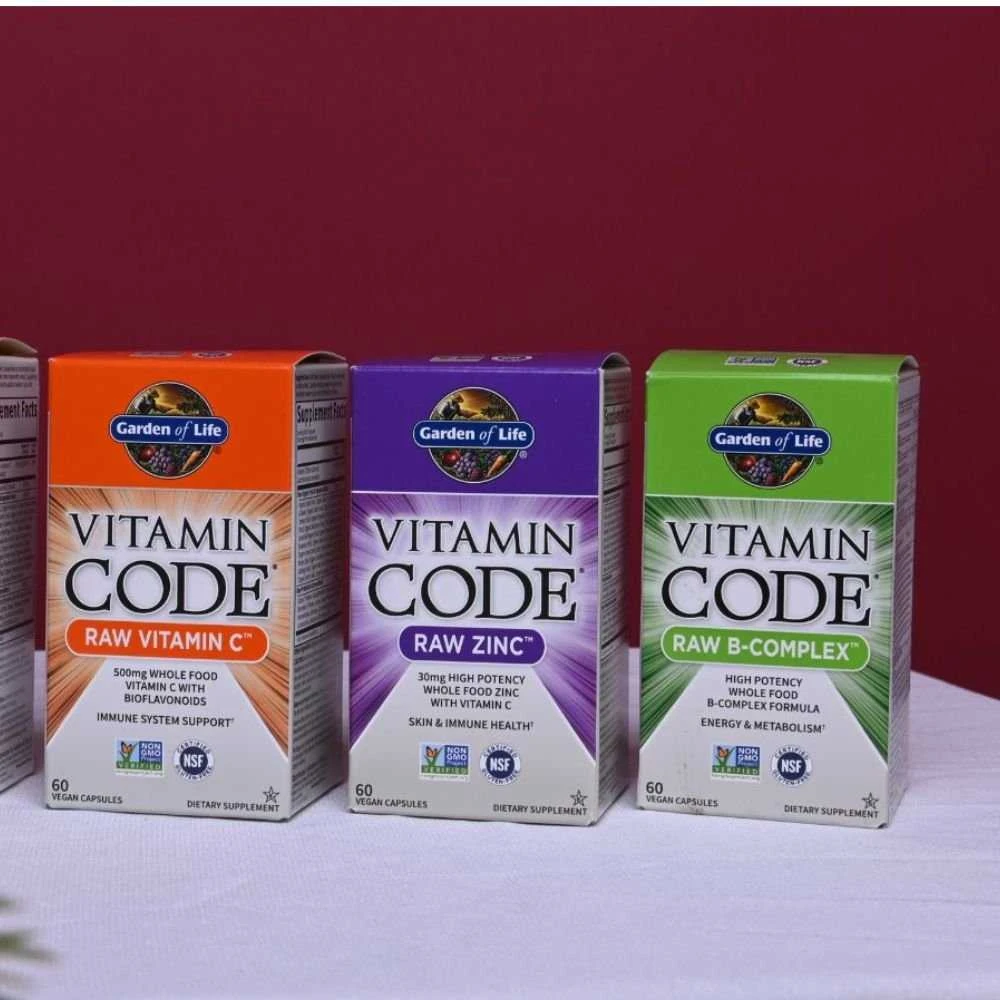 Garden of life Vitamin Code RAW B-COMPLEX - B grupės vitaminai visaverčiai su antioksidantais, probiotikais ir fermentais. Bioaktyvus kompleksas, 60 vegkapsulių