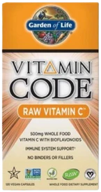 Garden of life Vitamin Code RAW VITAMIN C - Vitaminas C visavertis su antioksidantais, probiotikais ir fermentais. Bioaktyvus kompleksas,120 vegkapsulės