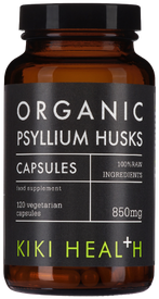 KIKI Health Organic PSYLLIUM HUSKS - Natūralios Skaidulos žarnynui, 120 kapsulių