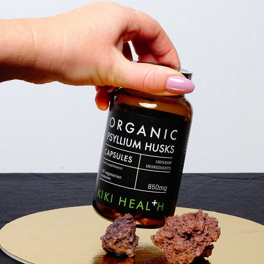 KIKI Health Organic PSYLLIUM HUSKS - Natūralios Skaidulos žarnynui, 120 kapsulių