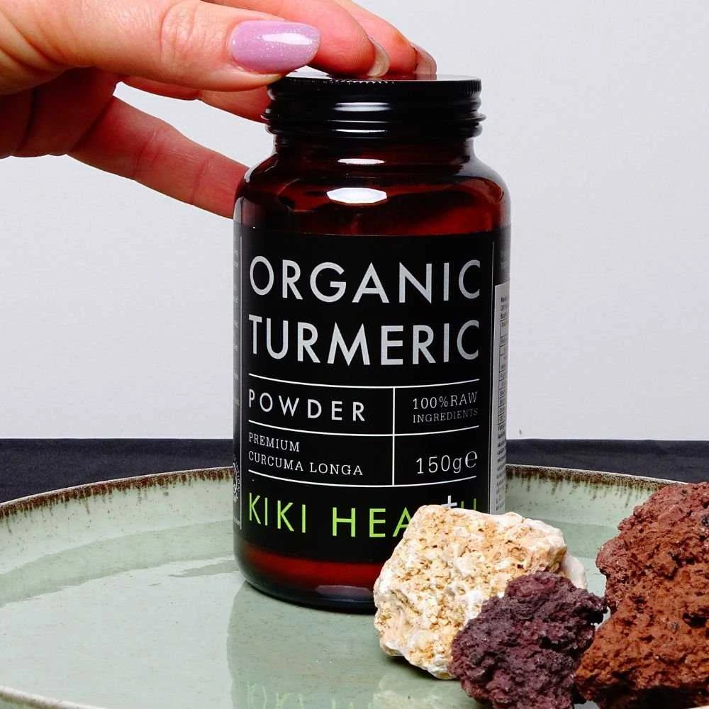 KIKI Health Organic TURMERIC- Ekologiška Ciberžolė su kurkuminu,150 g. milteliai