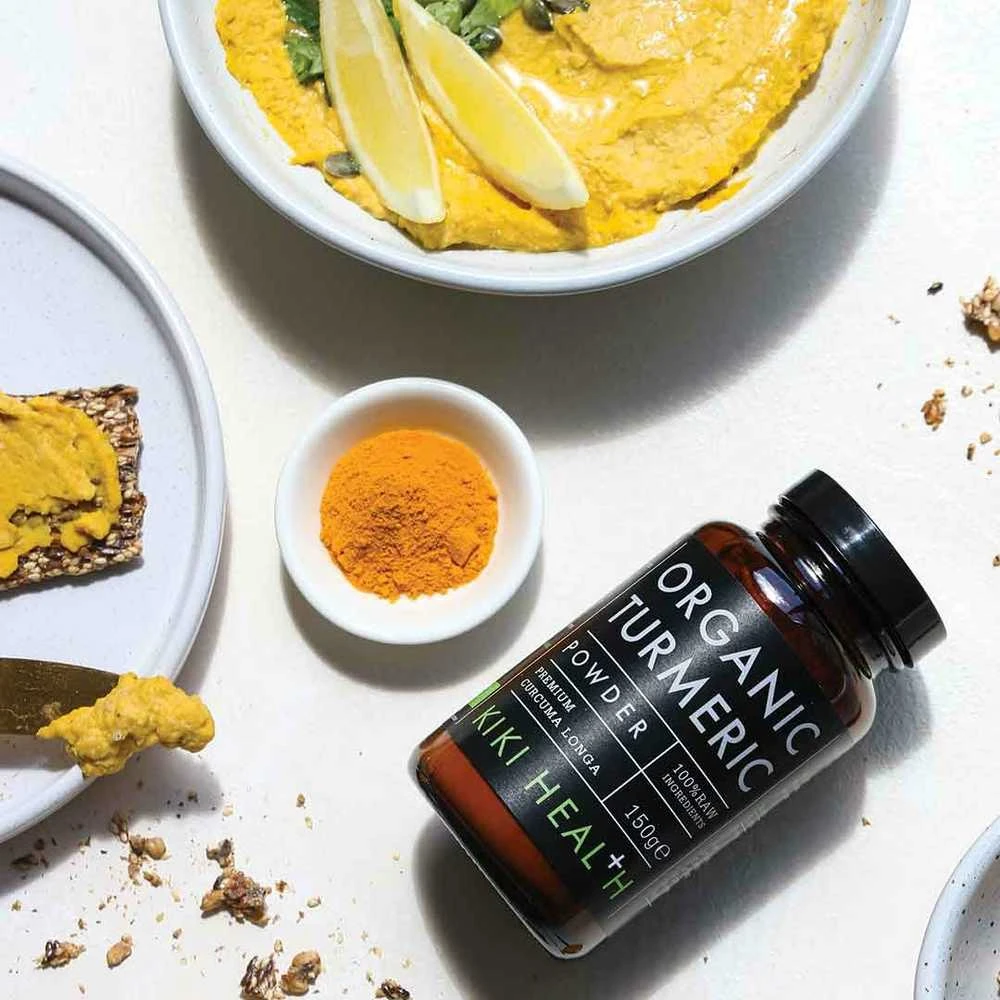 KIKI Health Organic TURMERIC- Ekologiška Ciberžolė su kurkuminu,150 g. milteliai