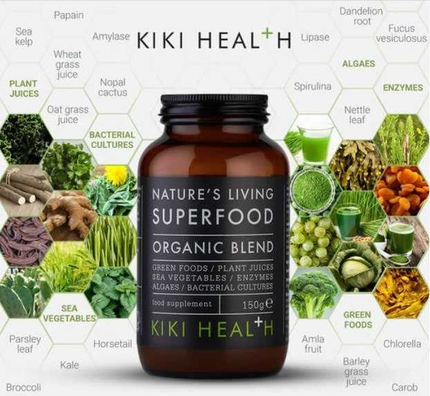 KIKI Health Superfood NATURE'S LIVING - Supermaistas visaverčiai mitybai - šarminantys mineralai, vitaminai ir antioksidantai 150 gr. milteliai