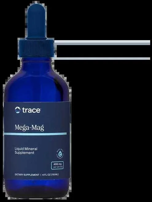 Trace Minerals Mega Magnis 400 mg. Skystas su mineralais, 118 ml.