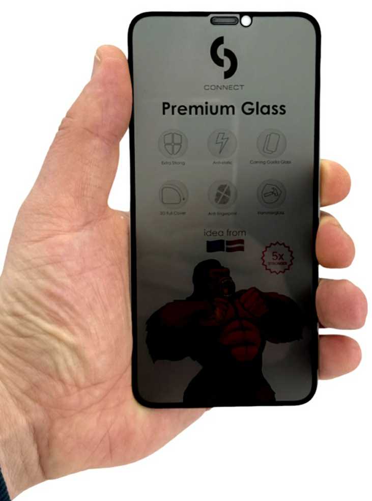 Connect Apple iPhone 14 / 13 / 13 Pro Privacy 3D Corning Gorilla Glass 5X stong Juodas