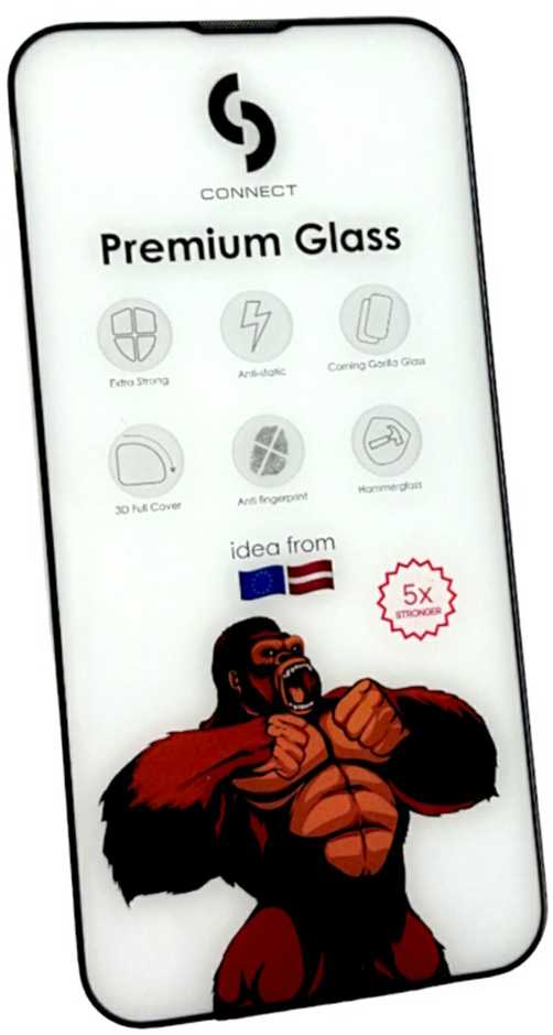Mocolo Apsauginių akinių ir plėvelių tiekimas. „Connect iPhone 15 Pro 3D Corning Gorilla Glass 5X“ stiprumas. „Apple“, Juodas.