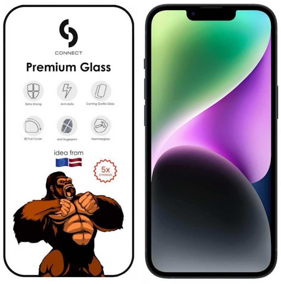 dbramante Apsauginis stiklas Connect Apple iPhone 14/13/13 Pro/16e/SE4 3D Corning Gorilla Glass 5X stong Juodas CONAPP14FCG
