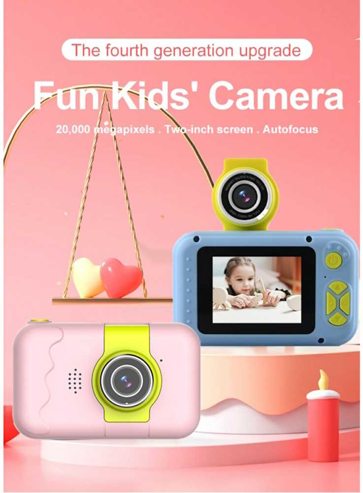 CP aviBērnu Nolokāmas linzas Foto un Video Kamera ar MicroSD 2'' LCD krāsu displeju Zila