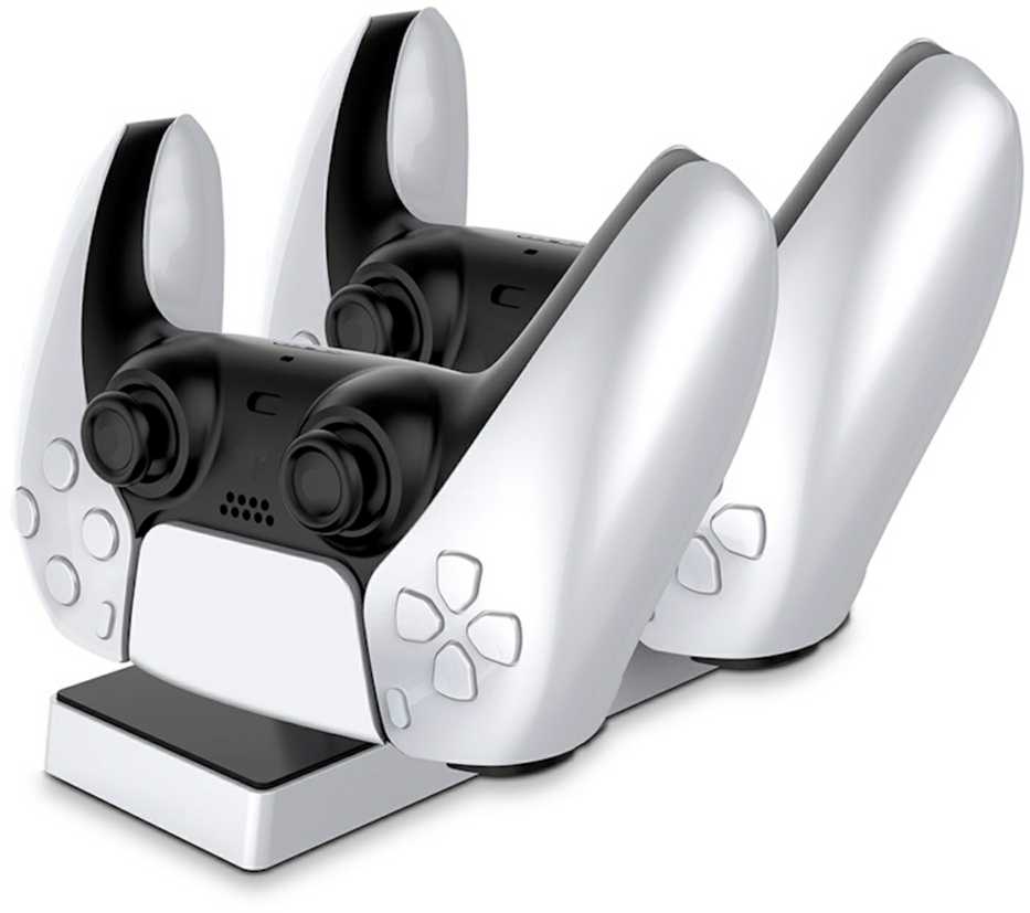 CP GameBox PS5 Divu ligzdu Lādētājs Dokstacija priekš Play Station 5 Pultīm ar USB-C & LED gaismu Melna