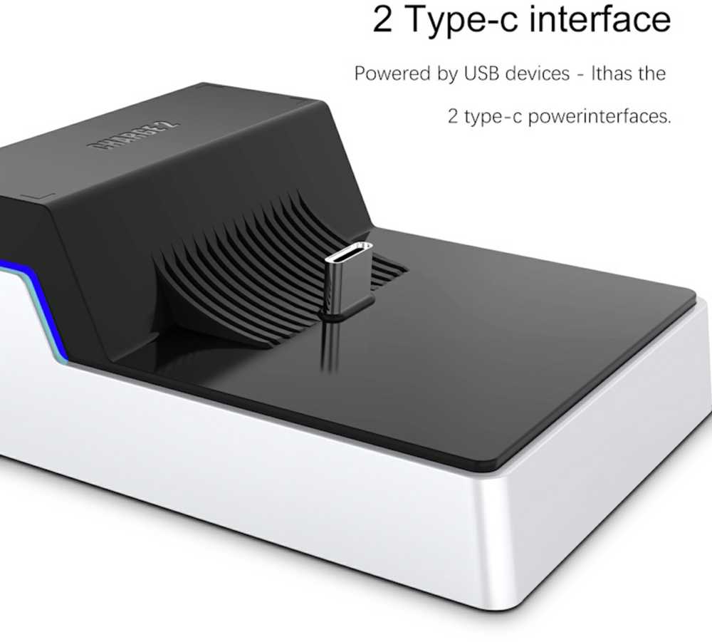 CP GameBox PS5 Divu ligzdu Lādētājs Dokstacija priekš Play Station 5 Pultīm ar USB-C & LED gaismu Melna
