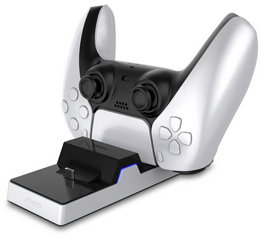 CP GameBox PS5 Divu ligzdu Lādētājs Dokstacija priekš Play Station 5 Pultīm ar USB-C & LED gaismu Melna