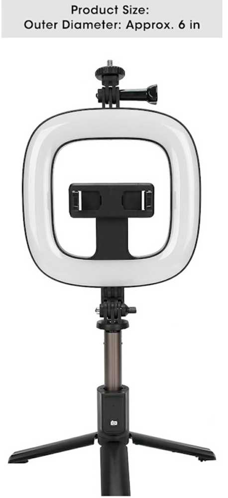 CP X1 LED 16cm Uzlādējama Selfie Lampa ar BT Pulti & Rokturi + Grīdas statīvu 20-90cm + Telefona stiprinājums