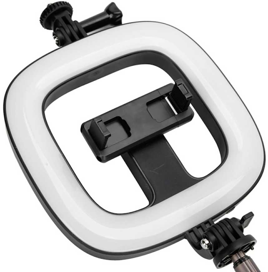 CP X1 LED 16cm Uzlādējama Selfie Lampa ar BT Pulti & Rokturi + Grīdas statīvu 20-90cm + Telefona stiprinājums
