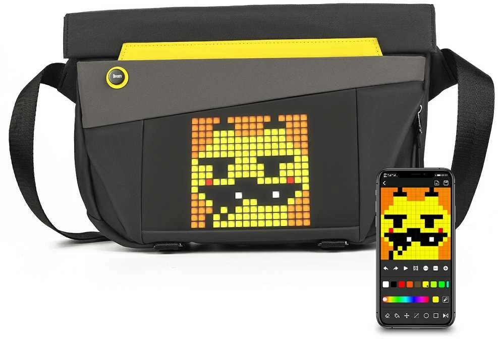 Divoom Pixoo Sling Bag V Premium Laikapstākļu izturīga soma ar Led Pixel Art Displeju & App vadību Melna