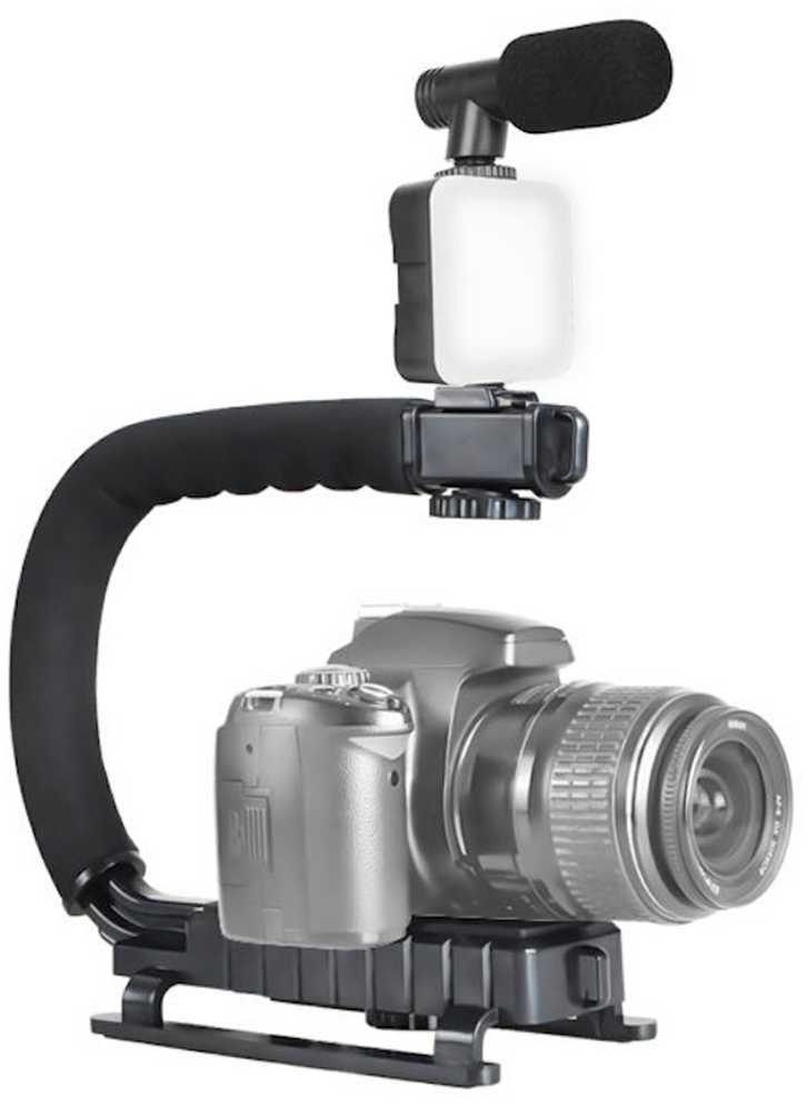 „Elight 4U“ nešiojamas stabilizatorius telefonui ir sportui / DLSR kamerai su 1/4 fiksacija, LED apšvietimu / mikrofonu