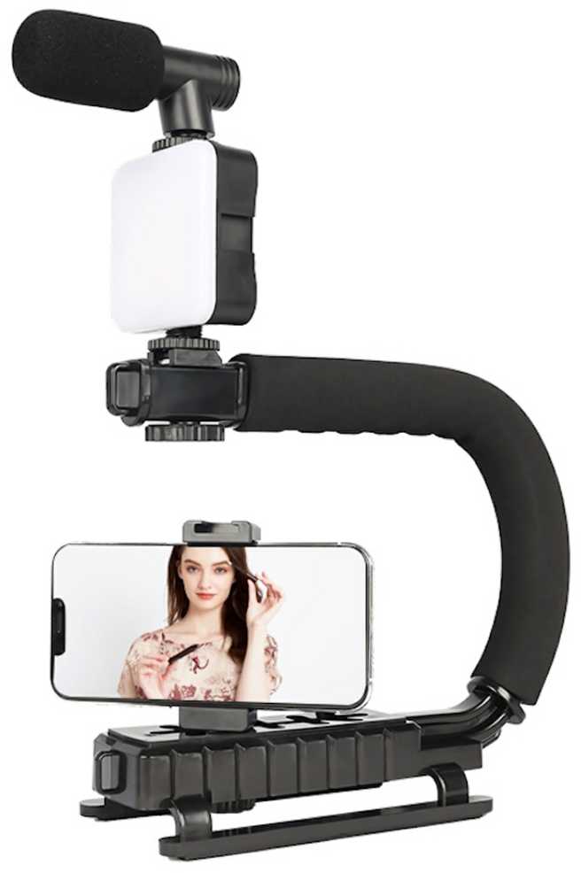 „Elight 4U“ nešiojamas stabilizatorius telefonui ir sportui / DLSR kamerai su 1/4 fiksacija, LED apšvietimu / mikrofonu