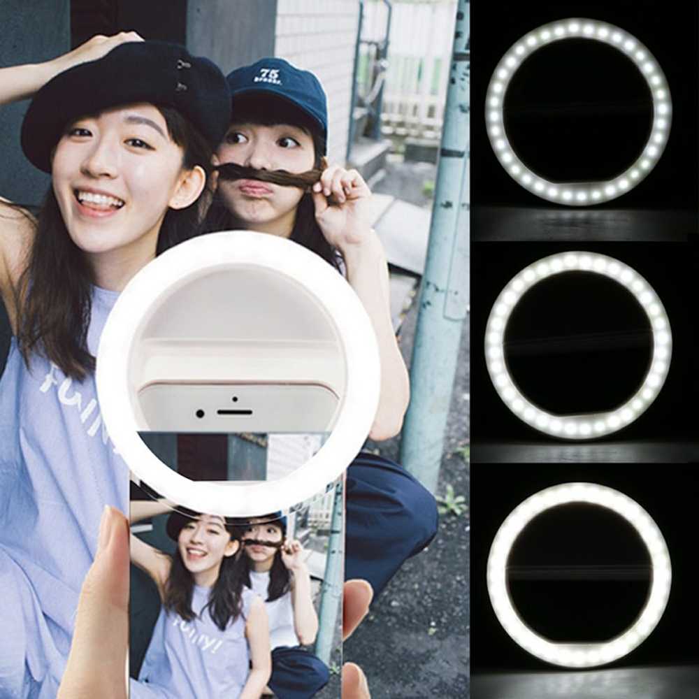 Elight CL1 Poratīvs Ceļojumu Telefona Klipša fiksācijas Led gaismas gredzens perfektam selfie ar batereju Melns
