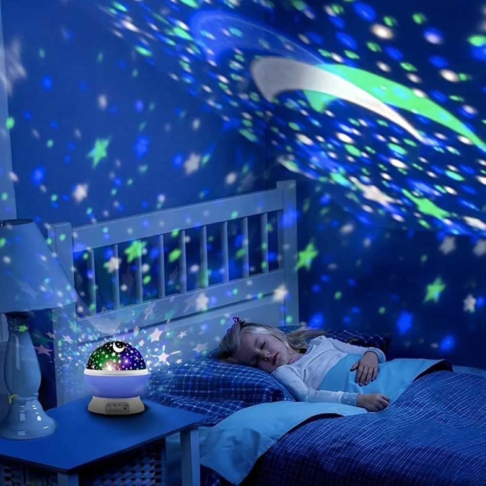 Elight L1 rotējošs zvaigžņu debesu projektors un naktslampiņa, darbināms ar 4×AAA baterijām vai USB kabeli, rozā