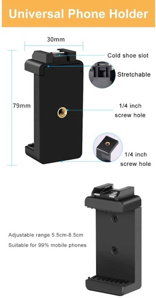 Elight M5 Vlog Telefona Fix Video & Foto komplekts ar Led gaismu / Mikrofonu / Statīvu 1.3m / pulti