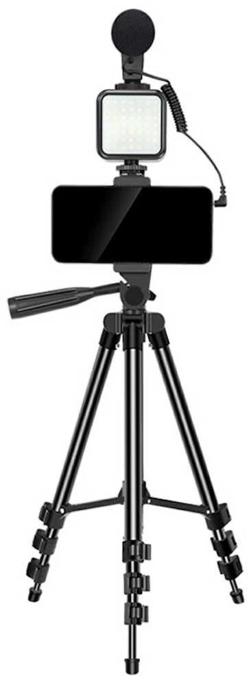 Elight M5 Vlog Telefona Fix Video & Foto komplekts ar Led gaismu / Mikrofonu / Statīvu 1.3m / pulti