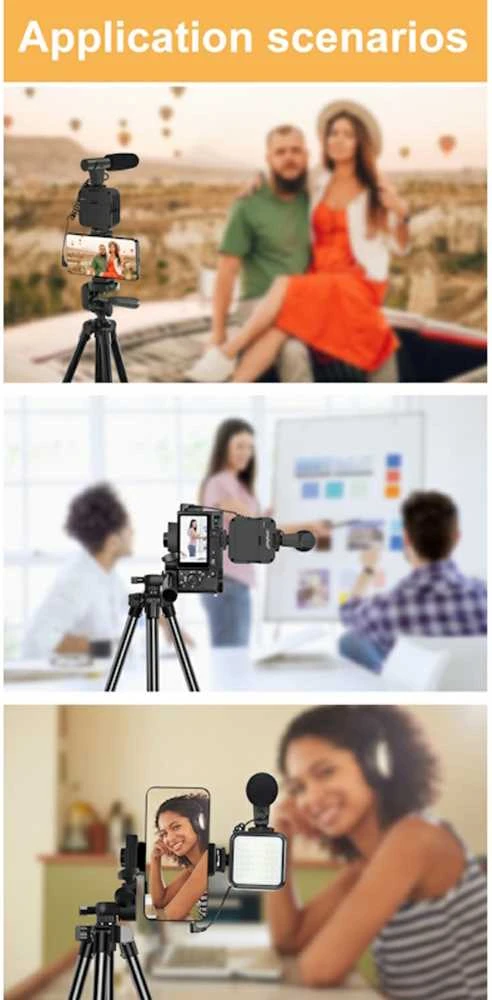 Elight M5 Vlog Telefona Fix Video & Foto komplekts ar Led gaismu / Mikrofonu / Statīvu 1.3m / pulti