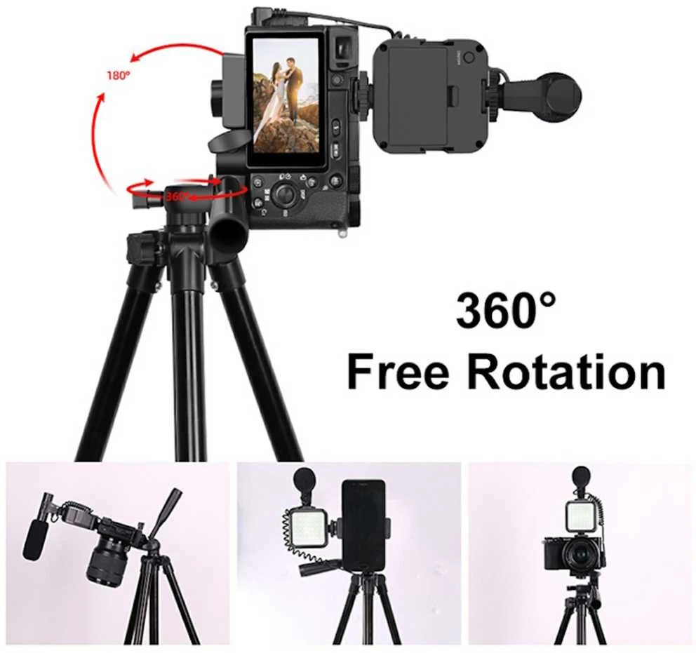 Elight M5 Vlog Telefona Fix Video & Foto komplekts ar Led gaismu / Mikrofonu / Statīvu 1.3m / pulti