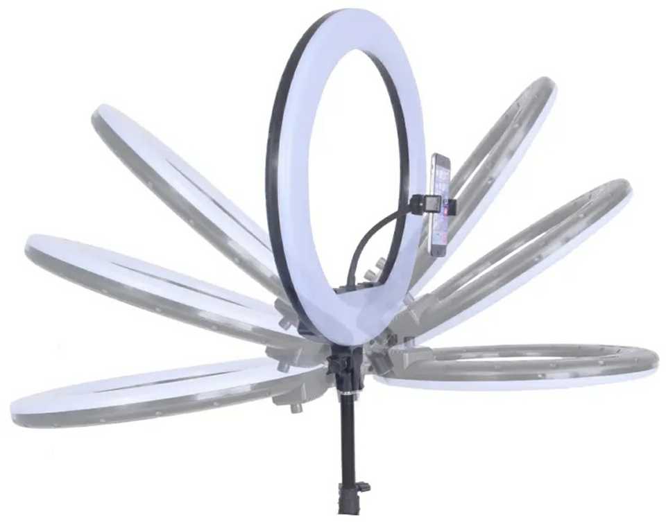 Elight SR14 36cm LED apgaismojuma gredzens ar viedtālruņa turētāju + 220V adapteri + Pults Melna