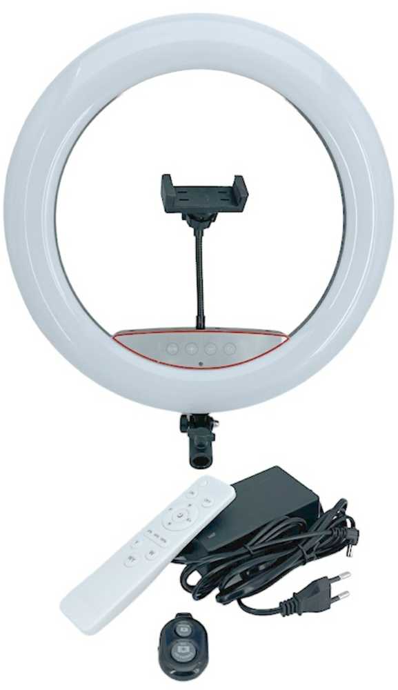 Elight SR14 36cm LED apgaismojuma gredzens ar viedtālruņa turētāju + 220V adapteri + Pults Melna
