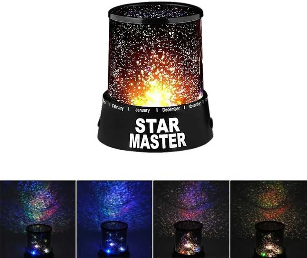 Elight STM Star Master Divu režīmu Zvaigžņu debesu projektors ar 4x AA / USB Vada strāvu Melna