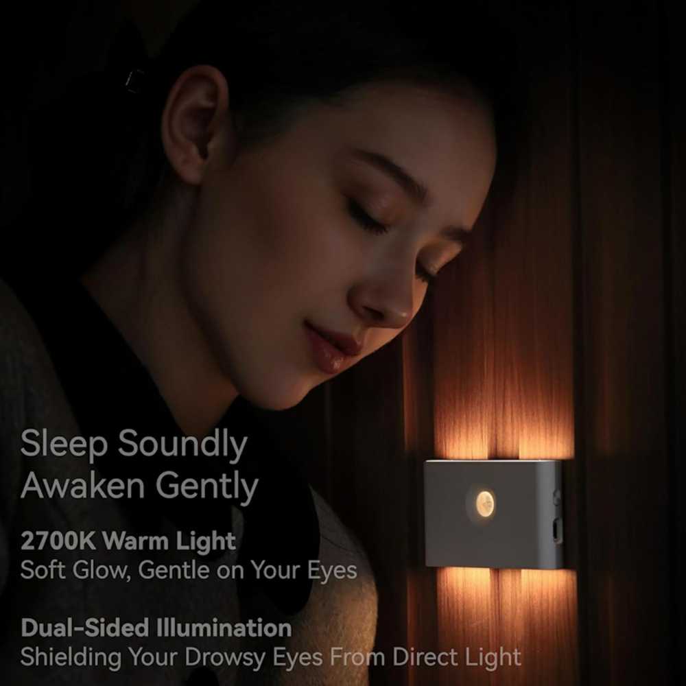 „Elight T1“ sieninis dvigubos projekcijos LED šviestuvas su baterijomis, 1 W, 2700 K, judesio/įniršio jutikliu, USB-C, baltas