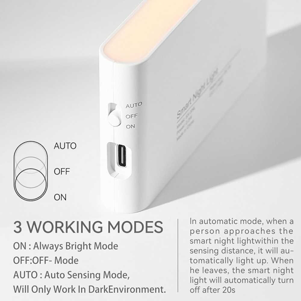„Elight T1“ sieninis dvigubos projekcijos LED šviestuvas su baterijomis, 1 W, 2700 K, judesio/įniršio jutikliu, USB-C, baltas