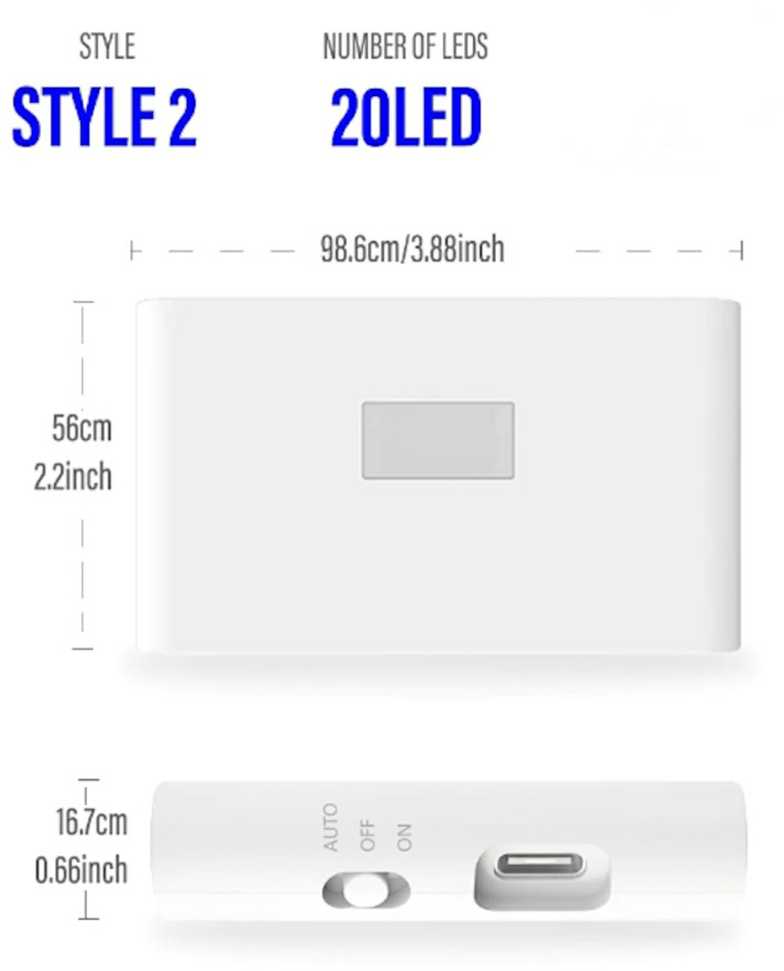 „Elight T1“ sieninis dvigubos projekcijos LED šviestuvas su baterijomis, 1 W, 2700 K, judesio/įniršio jutikliu, USB-C, baltas
