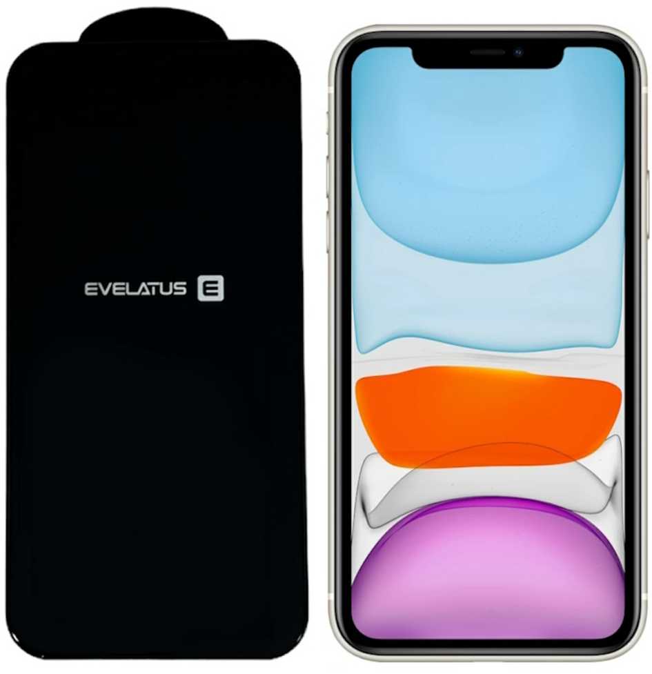 Evelatus Apple Apsauginis stiklas Apple iPhone XR/11 Corning Gorilla Glass antistatinis 3D pilnas dangtelis 10 kartų tvirtesnis EVEAIXR11PF