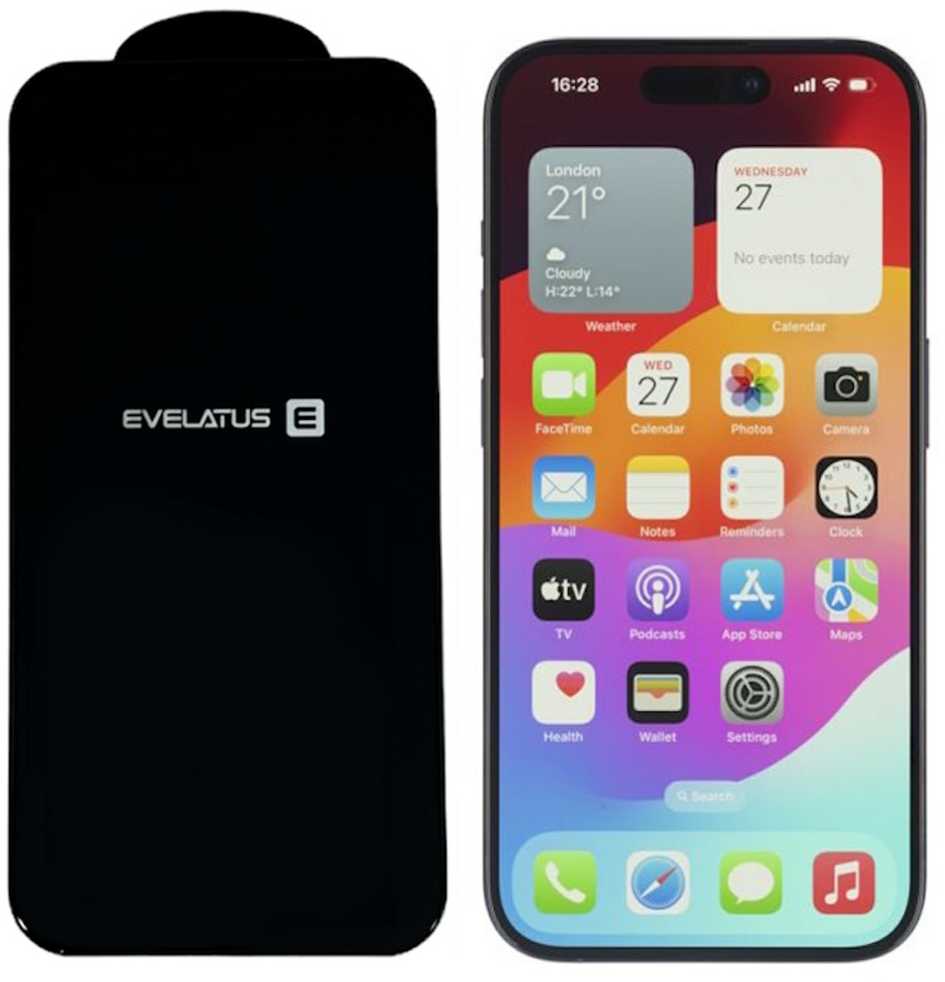 Evelatus Apple iPhone 15 Pro Corning Gorilla Glass Anti-Static 3D Full Cover 5X Strong