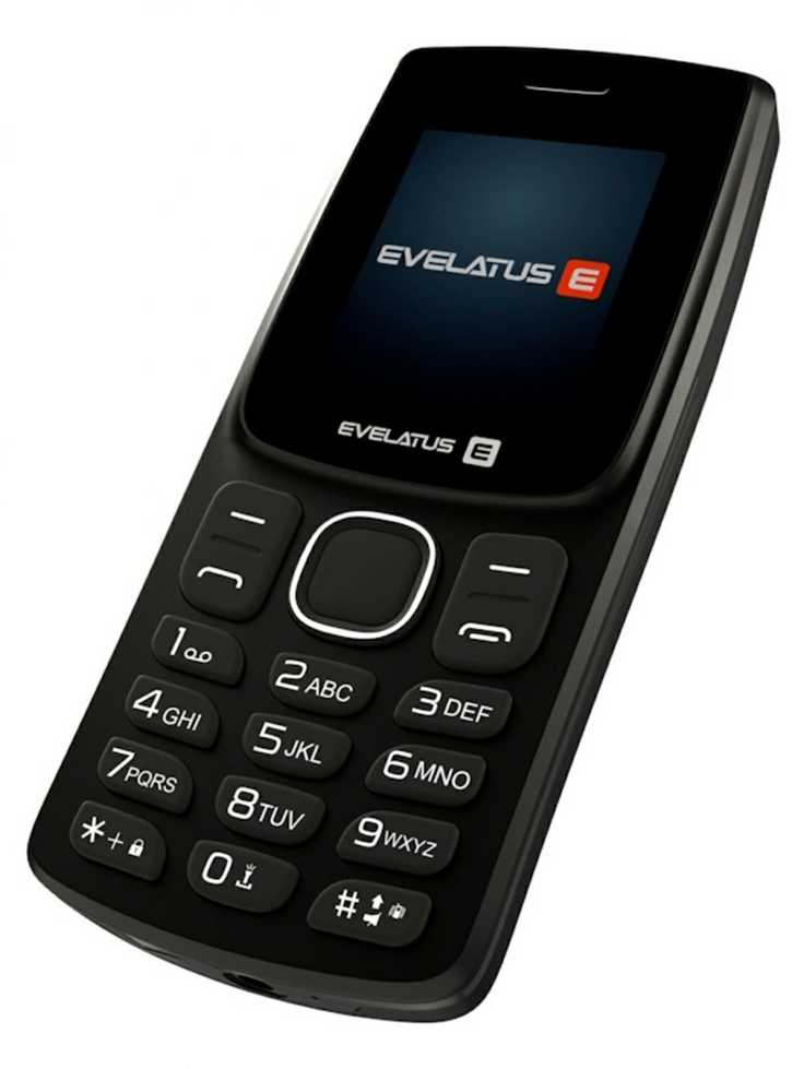 Evelatus Easy Pogu Telefons ar divām SIM kartēm Radio Lukturīti Kameru un ietilpīgu akumulātoru Melns